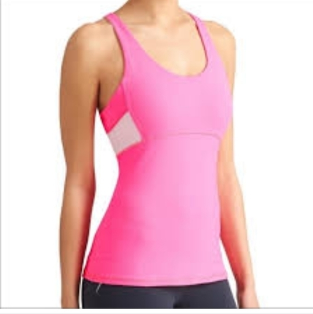 Athleta Start up Strappy Tank top pink Size xs built in padded athletic bra